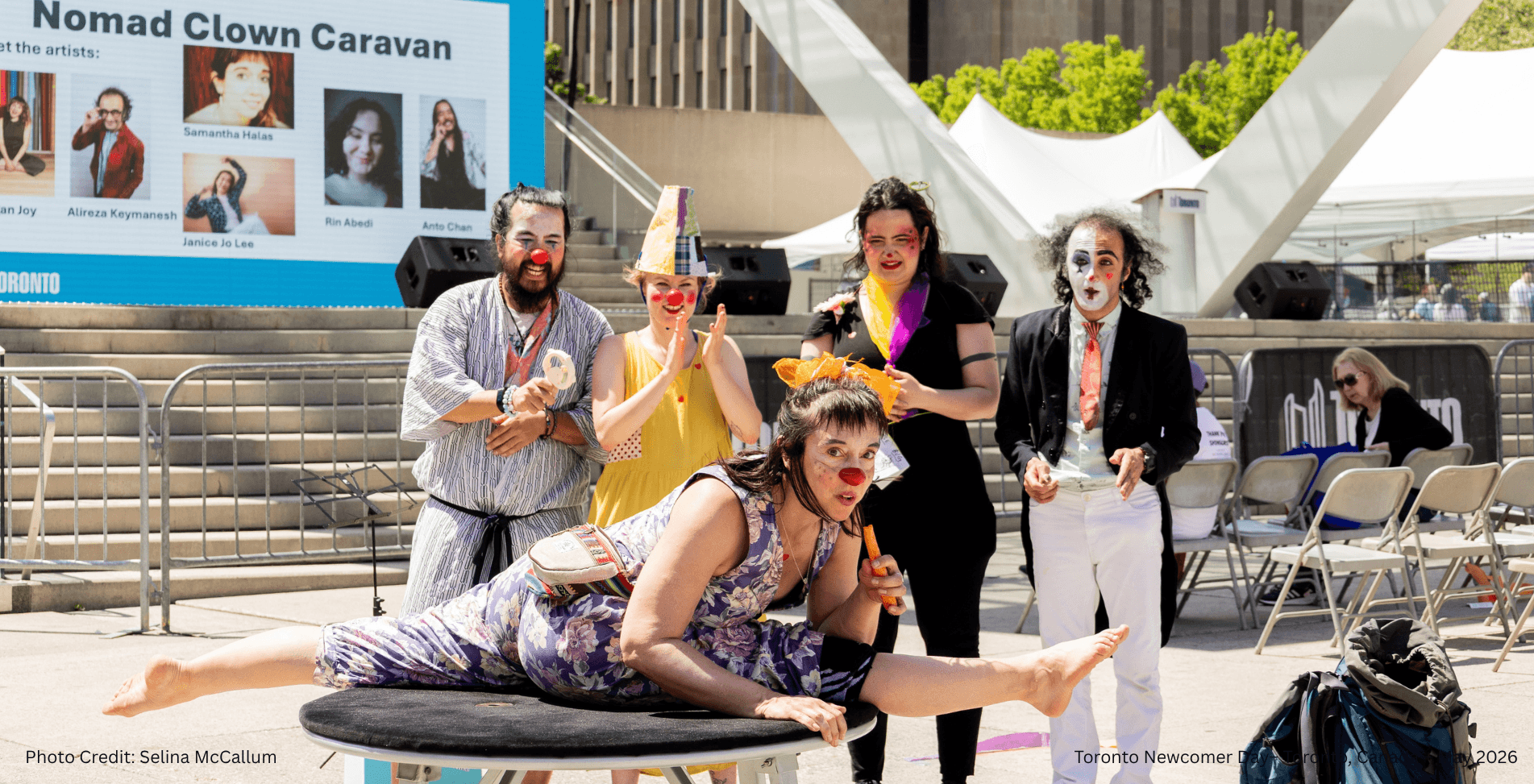 Nomad Clown Caravan | NCC | Alireza Keymanesh | Toronto | Nathan Phillips Square | Toronto Newcomer Day | Selina McCallum