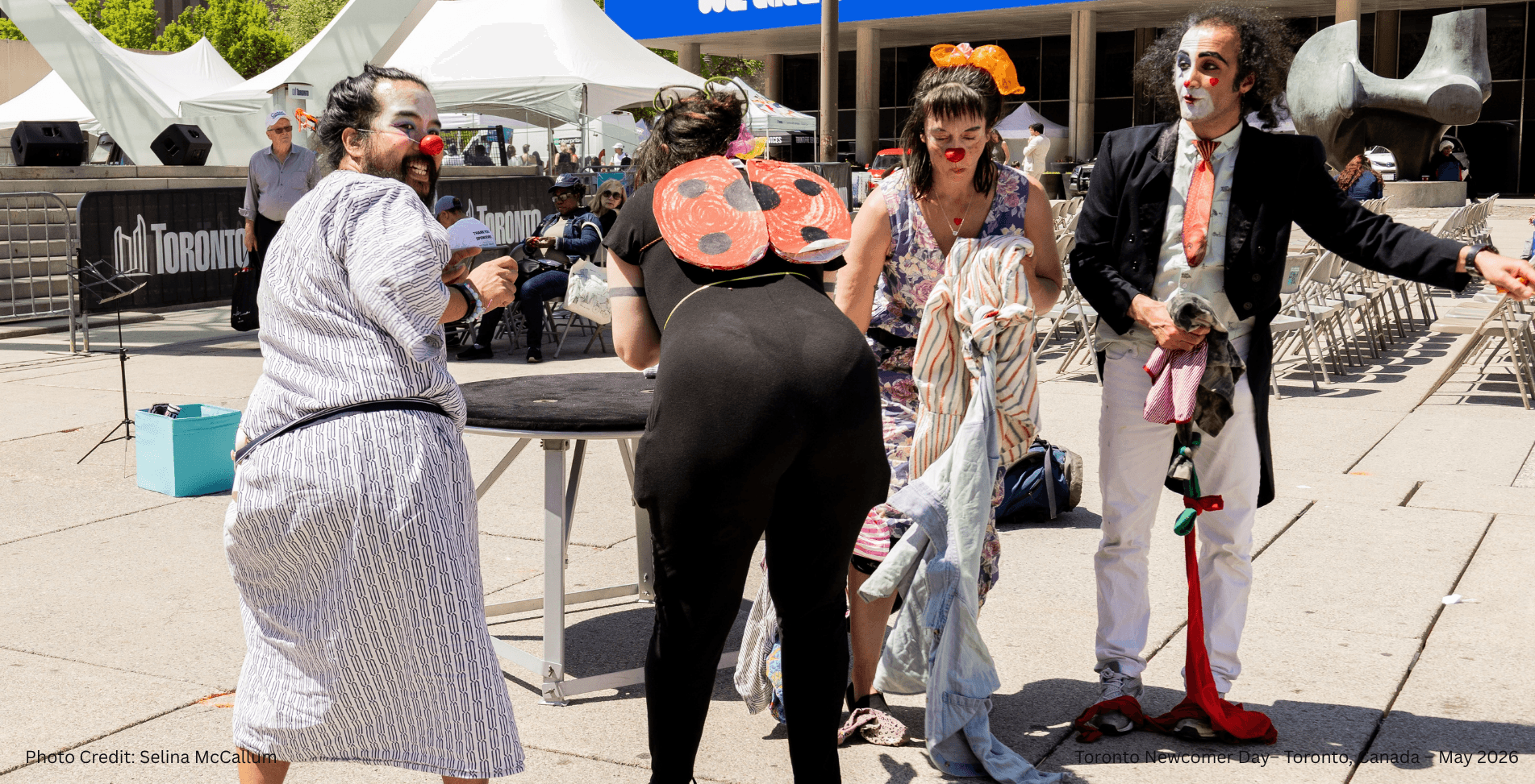 Nomad Clown Caravan | NCC | Alireza Keymanesh | Toronto | Nathan Phillips Square | Toronto Newcomer Day | Selina McCallum